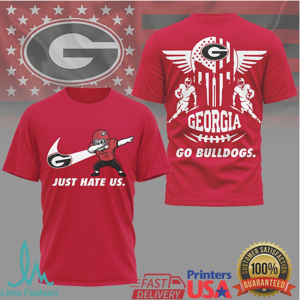 Georgia Bulldogs Just Hate Us Dabbing Hairy Dawg Mascot T Shirt - Limotees LLC
