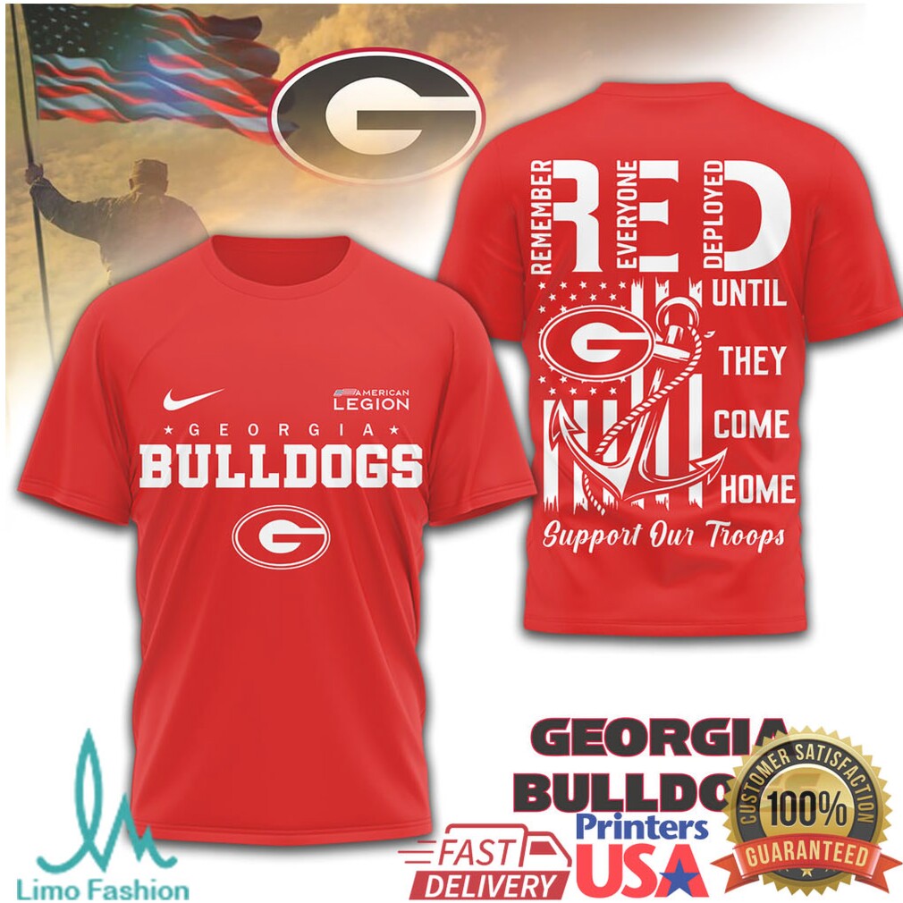 Georgia Bulldogs RED Military Support Shirt Remember Everyone Deployed T Shirt - Limotees LLC