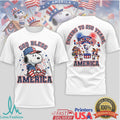 God Bless America Snoopy 250th Anniversary Patriotic White T Shirt - Limotees LLC