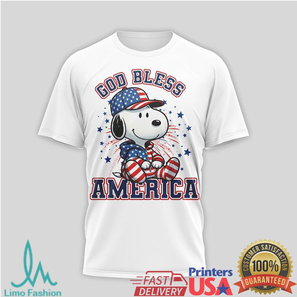 God Bless America Snoopy 250th Anniversary Patriotic White T Shirt - Limotees LLC