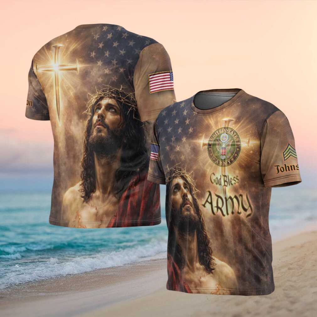 God Bless Army Jesus Christ & American Flag Patriotic T Shirt - Limotees LLC