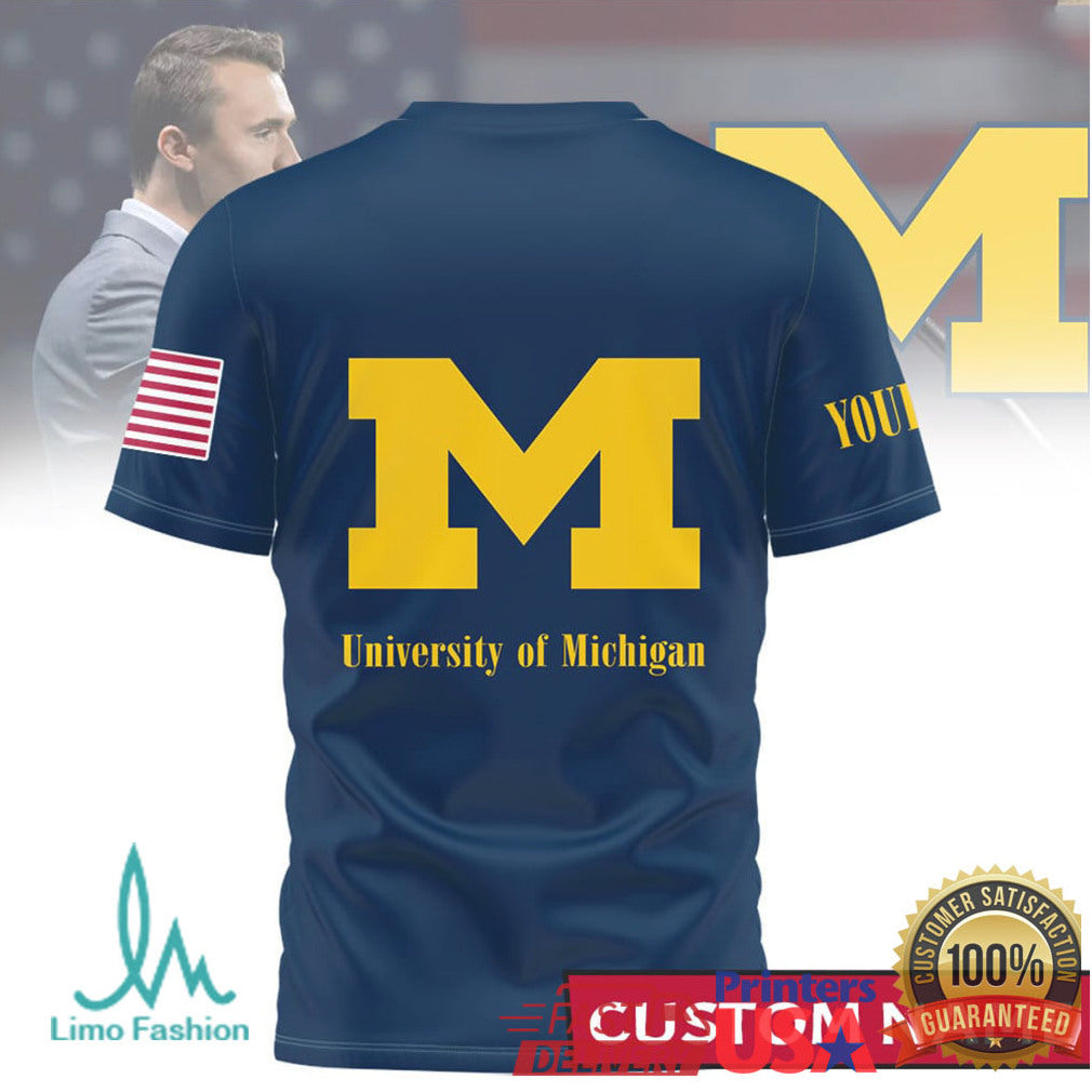 God Family Michigan Wolverines Custom Name Navy Blue Fan T Shirt - Limotees LLC
