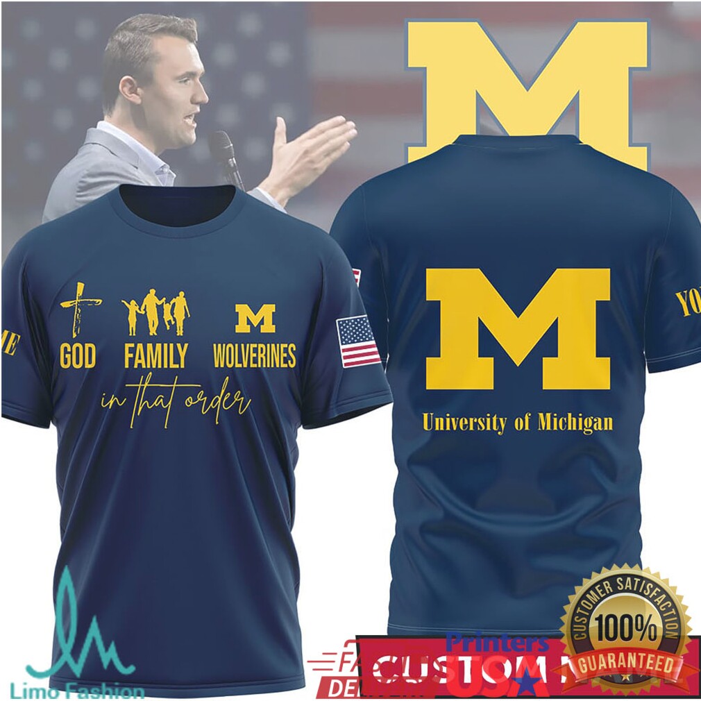 God Family Michigan Wolverines Custom Name Navy Blue Fan T Shirt - Limotees LLC