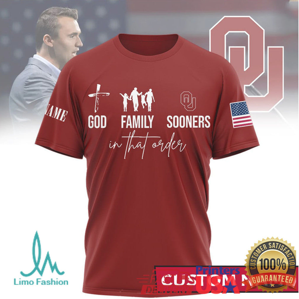 God Family Oklahoma Sooners Custom Name University OU Red Tee - Limotees LLC