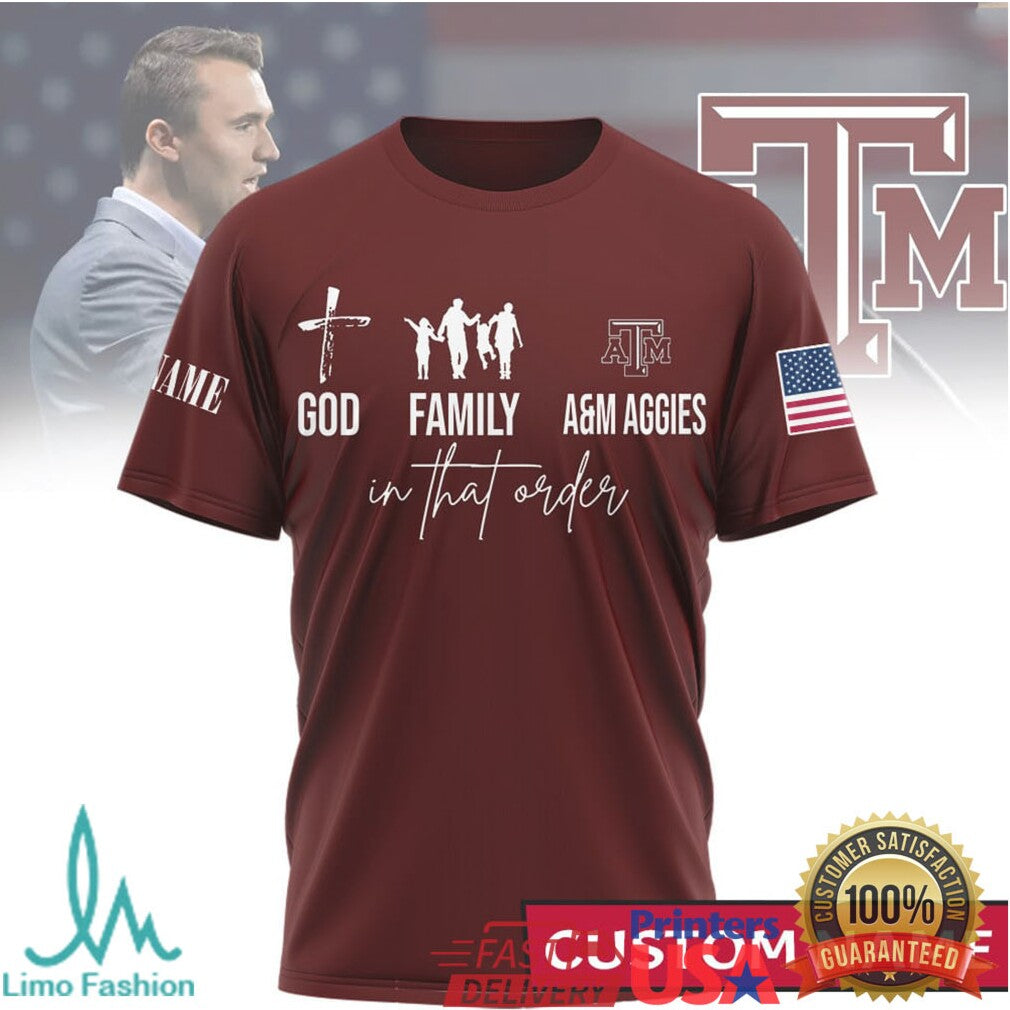God Family Texas A&M Aggies Custom Name Maroon T Shirt - Limotees LLC