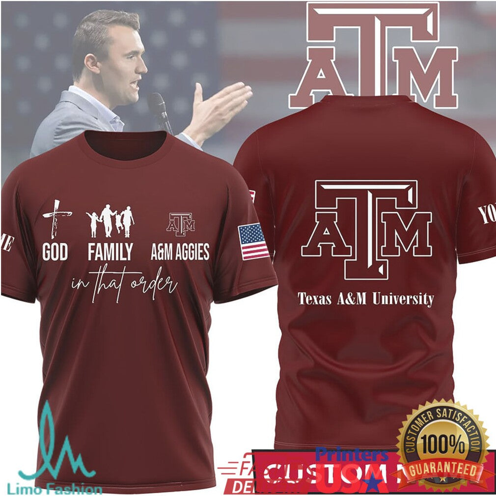 God Family Texas A&M Aggies Custom Name Maroon T Shirt - Limotees LLC