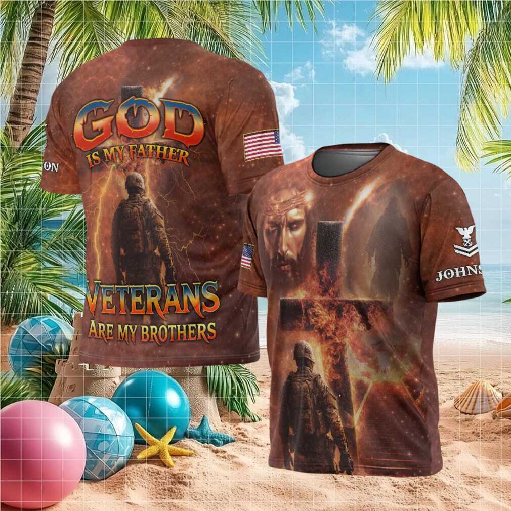 God Is My Father Veterans Are My Brothers Christian Soldier T Shirt - Limotees LLC