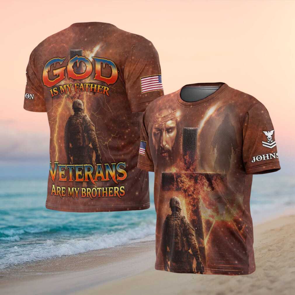 God Is My Father Veterans Are My Brothers Christian Soldier T Shirt - Limotees LLC