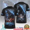 Godzilla King of the Monsters Blue Atomic Breath City Chaos Graphic T Shirt - Limotees LLC