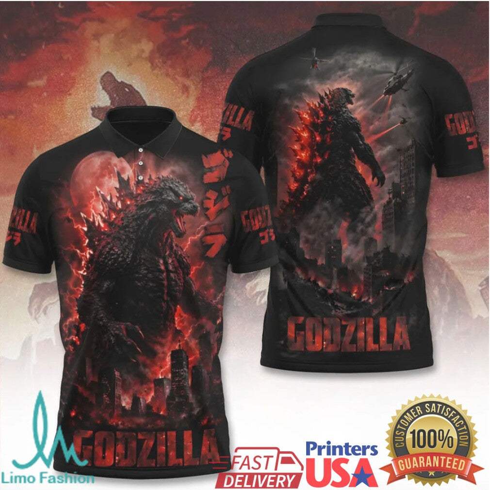 Godzilla Red Atomic Flare Burning King of the Monsters Action T Shirt - Limotees LLC