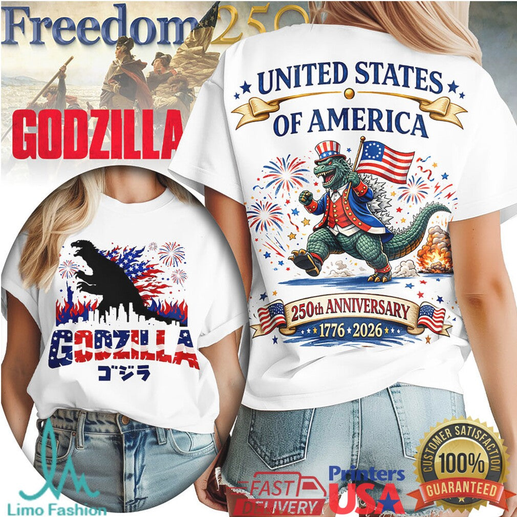 Godzilla United States of America 250th Anniversary T Shirt Patriotic Kaiju 1776 2026 - Limotees LLC