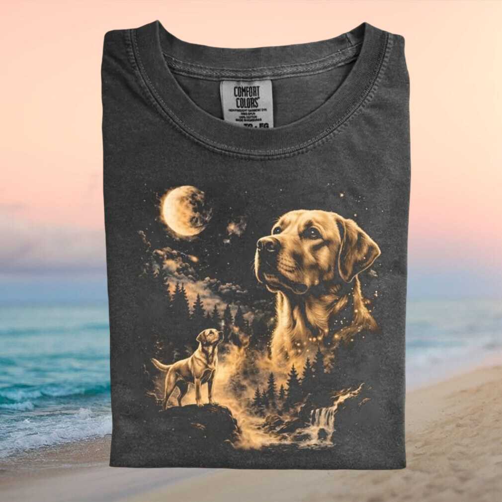 Golden Labrador Retriever Wolf Style Moon Wilderness T Shirt - Limotees LLC