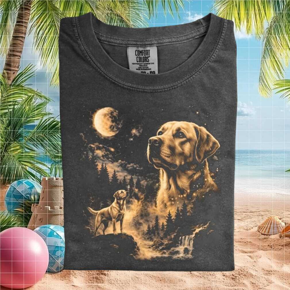 Golden Labrador Retriever Wolf Style Moon Wilderness T Shirt - Limotees LLC