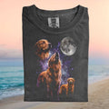 Golden Retriever Three Moon Galaxy Nebula Howling Dog T Shirt - Limotees LLC