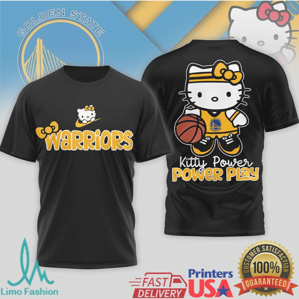 Golden State Warriors Kitty Power Play T Shirt Dub Nation Cute Fan Apparel - Limotees LLC