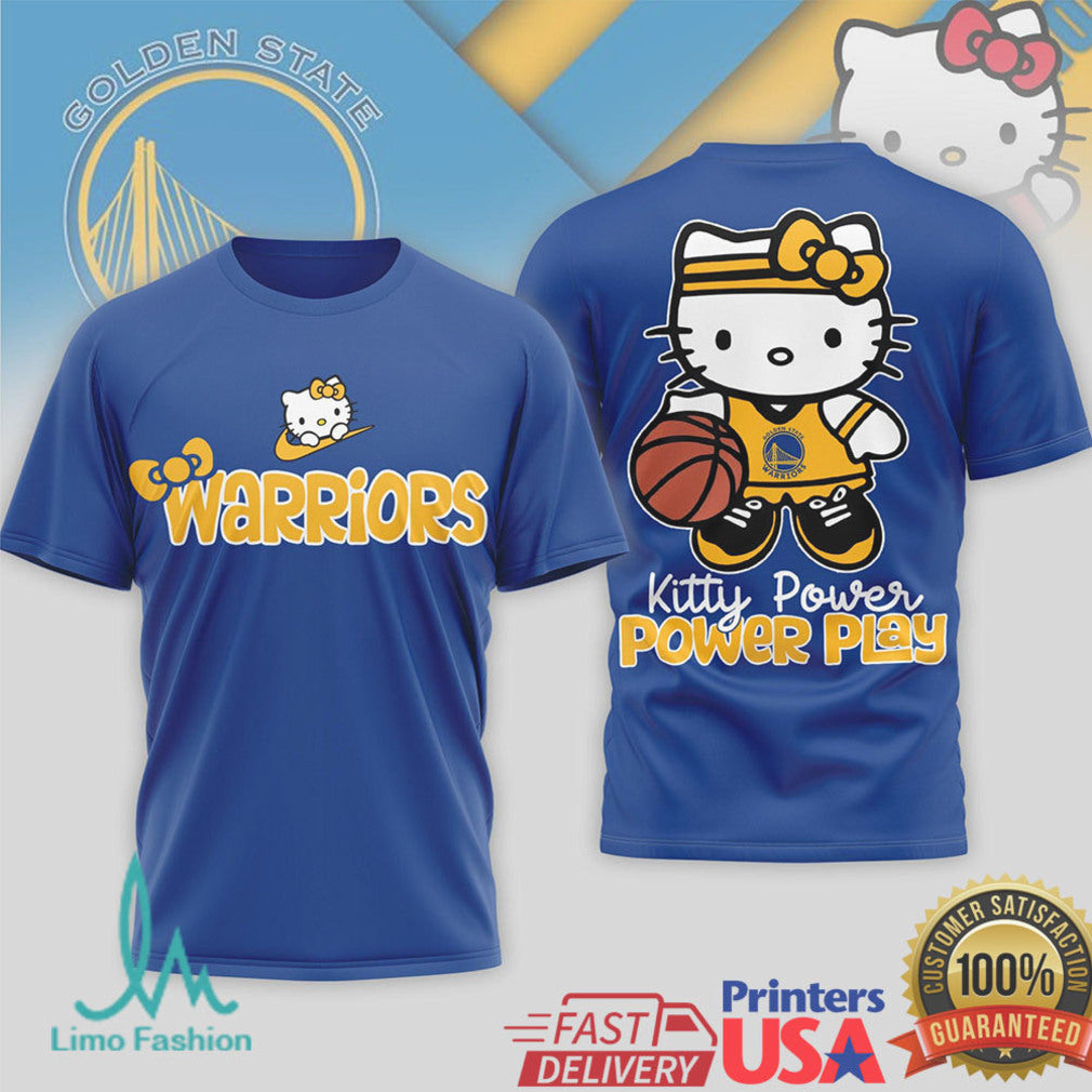 Golden State Warriors Kitty Power Play T Shirt Dub Nation Cute Fan Apparel - Limotees LLC