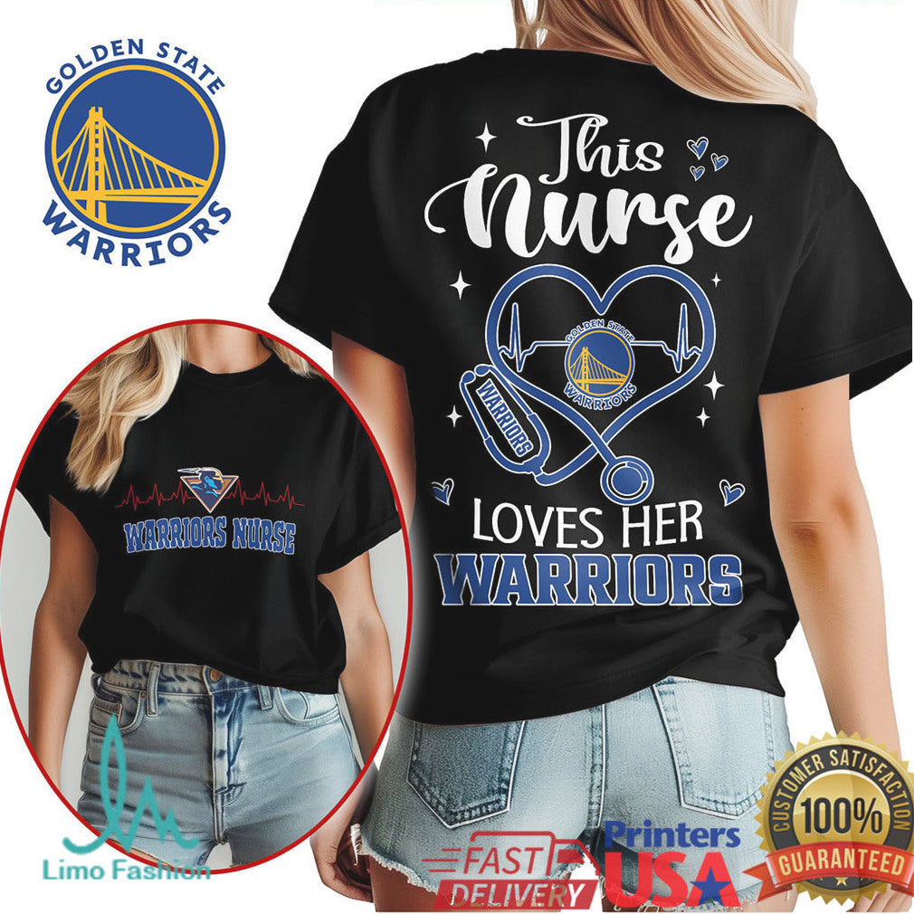 Golden State Warriors Nurse Stethoscope Heart Basketball Fan T Shirt - Limotees LLC