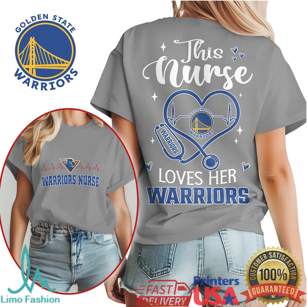 Golden State Warriors Nurse Stethoscope Heart Basketball Fan T Shirt - Limotees LLC