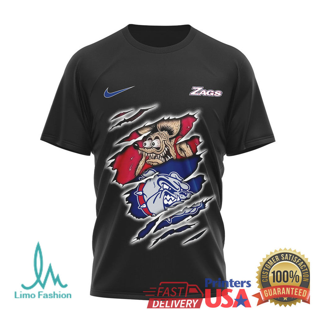 Gonzaga Bulldogs Zags Rat Fink Style Built To Play Not To Bow T Shirt - Limotees LLC