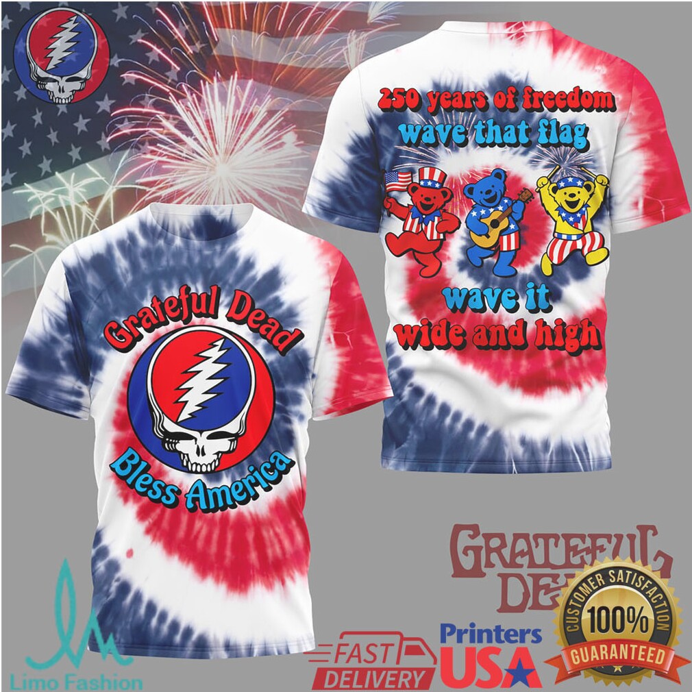 Grateful Dead 250 Years of Freedom USA Flag Tie Dye T Shirt - Limotees LLC