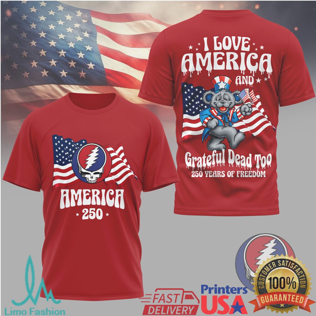 Grateful Dead America 250 Years of Freedom Patriotic Red T Shirt - Limotees LLC