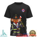 Grateful Dead Fire Department FDNY Dancing Bear Firefighter Skull T Shirt - Limotees LLC
