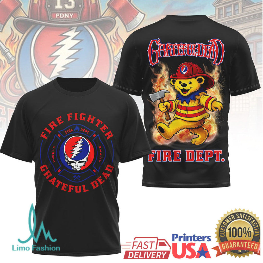 Grateful Dead Firefighter Dancing Bear Fire Dept. Graphic T Shirt - Limotees LLC