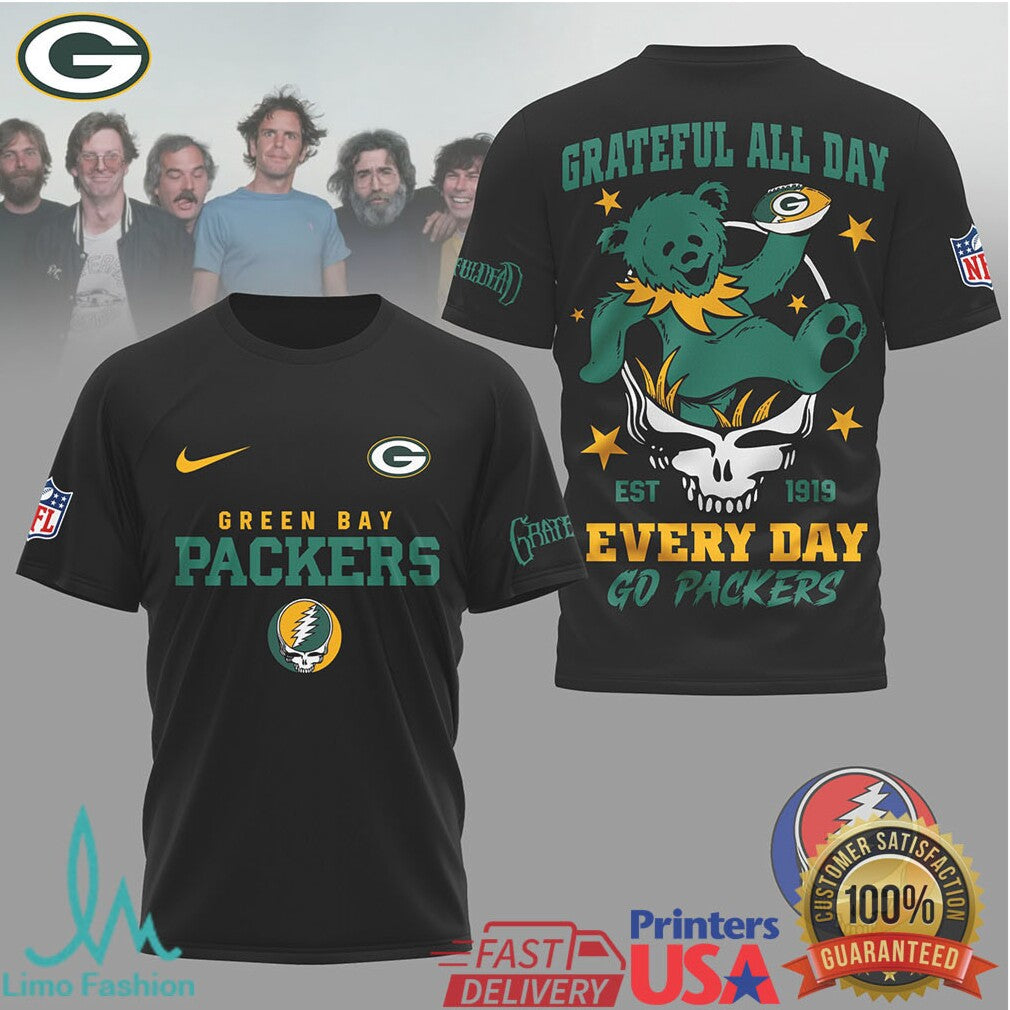 Grateful Dead X Green Bay Packers Dancing Bear Nfl T Shirt - Limotees LLC