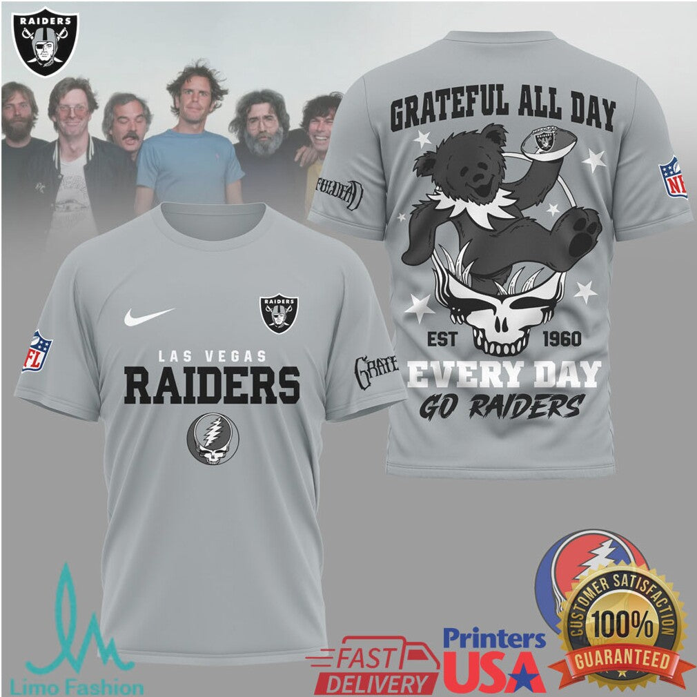Grateful Dead X Las Vegas Raiders Steal Your Face Nfl T Shirt - Limotees LLC