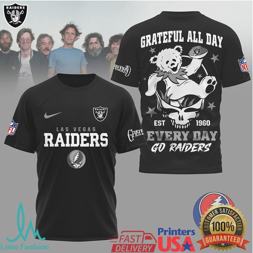 Grateful Dead X Las Vegas Raiders Steal Your Face Nfl T Shirt - Limotees LLC