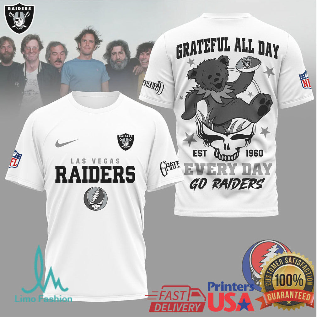 Grateful Dead X Las Vegas Raiders Steal Your Face Nfl T Shirt - Limotees LLC