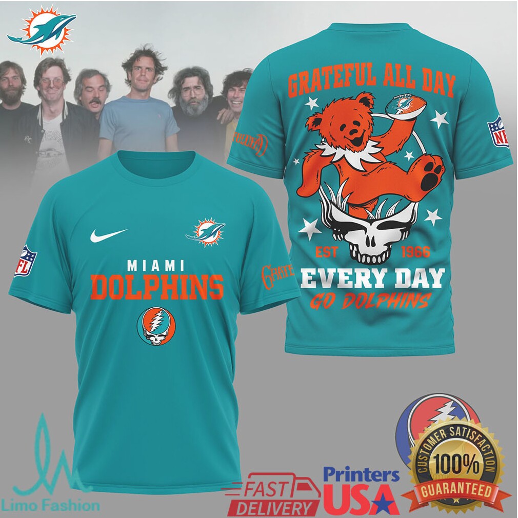 Grateful Dead X Miami Dolphins Nfl Dancing Bear Graphic Tee - Limotees LLC