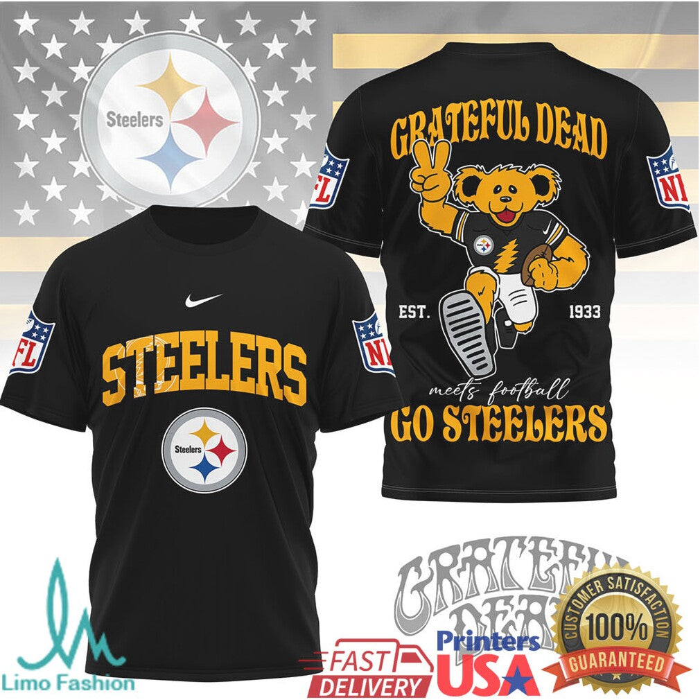 Grateful Dead x Pittsburgh ST Shirtlers NFL Dancing Bear ST Shirtly Graphic T Shirt - Limotees LLC