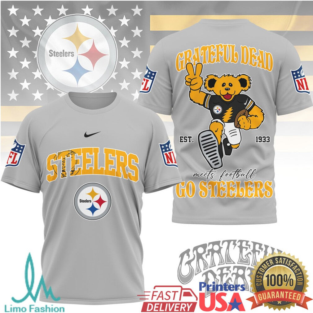 Grateful Dead x Pittsburgh ST Shirtlers NFL Dancing Bear ST Shirtly Graphic T Shirt - Limotees LLC