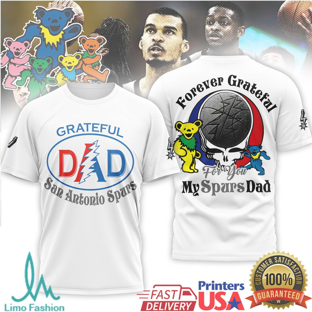 Grateful Dead x San Antonio Spurs Dad Forever Grateful Basketball T Shirt - Limotees LLC