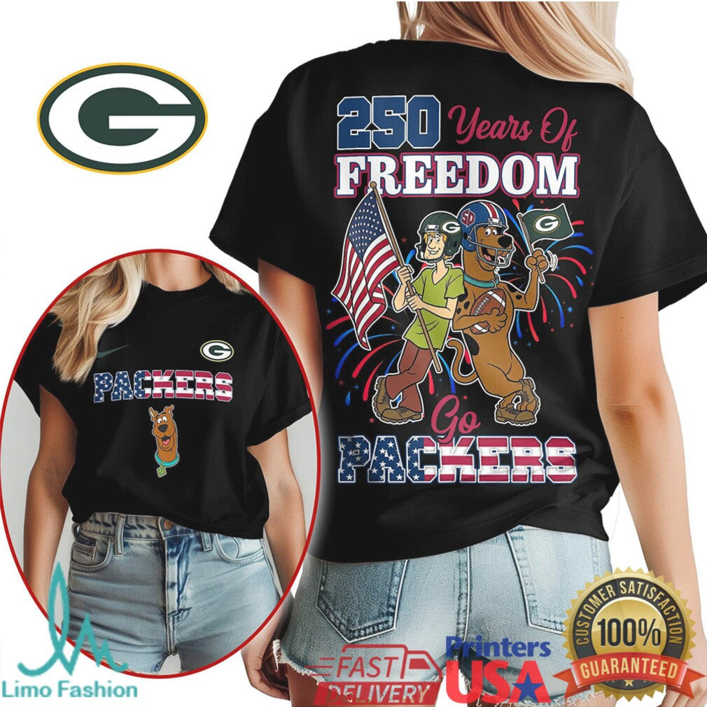 Green Bay Packers 250 Years of Freedom T Shirt Patriotic Character Football Fan T Shirt Go Packers - Limotees LLC