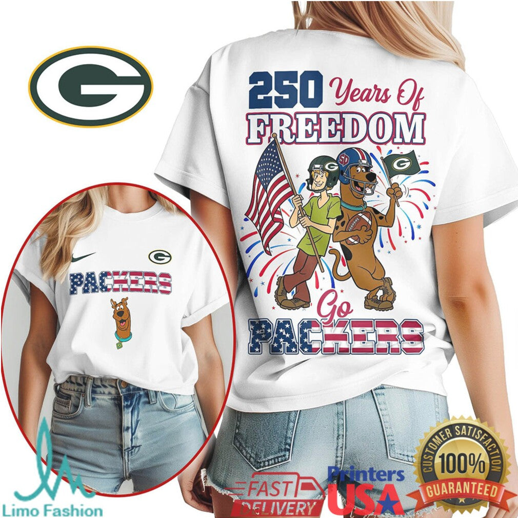Green Bay Packers 250 Years of Freedom T Shirt Patriotic Character Football Fan T Shirt Go Packers - Limotees LLC