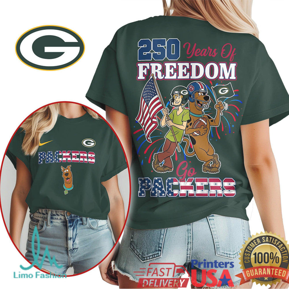 Green Bay Packers 250 Years of Freedom T Shirt Patriotic Character Football Fan T Shirt Go Packers - Limotees LLC