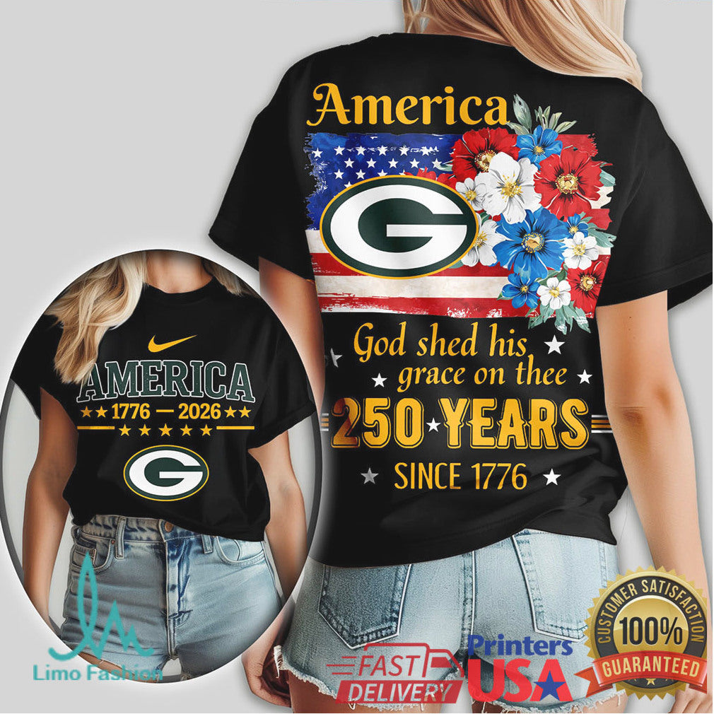 Green Bay Packers America 1776 2026 250 Years Celebration T Shirt - Limotees LLC