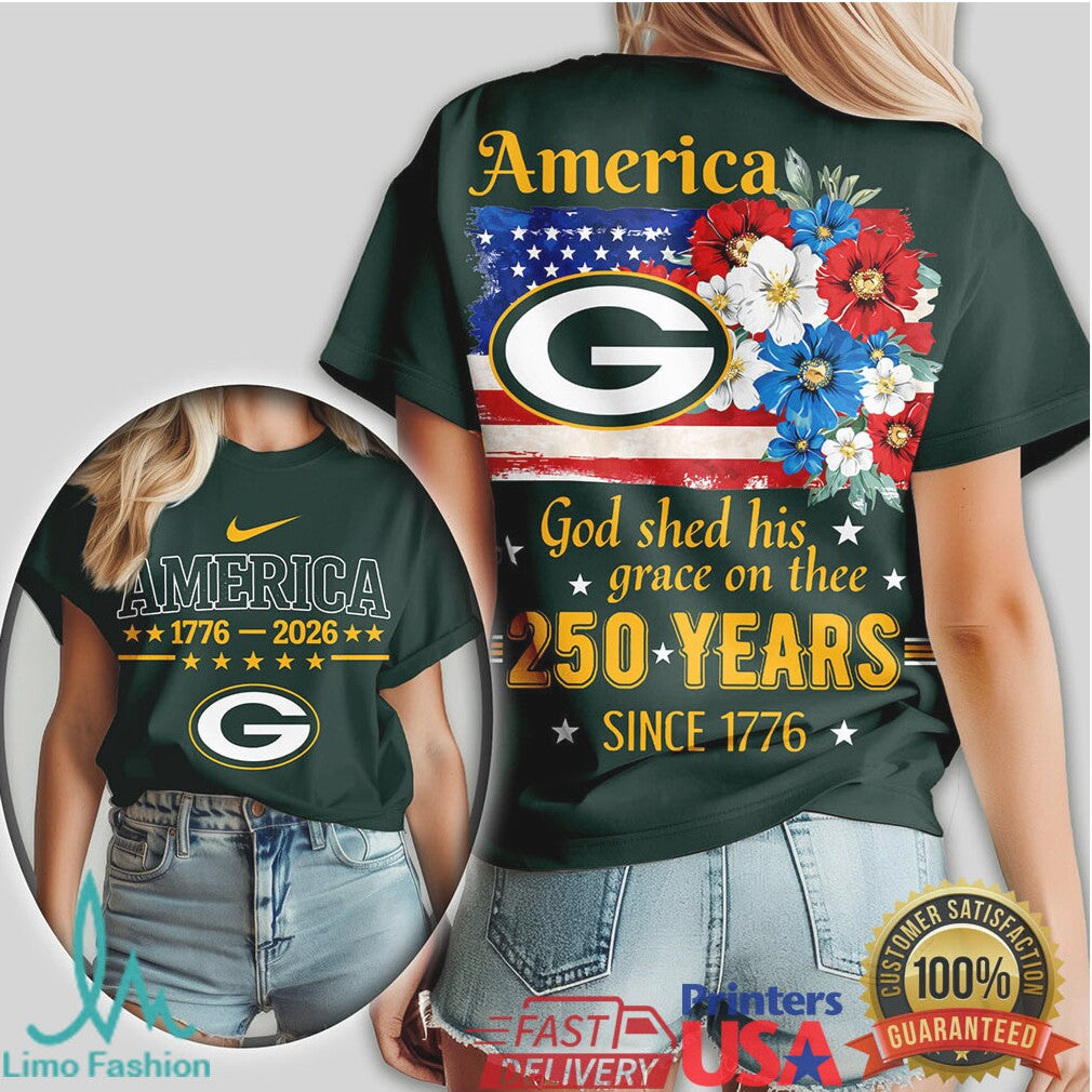 Green Bay Packers America 1776 2026 250 Years Celebration T Shirt - Limotees LLC