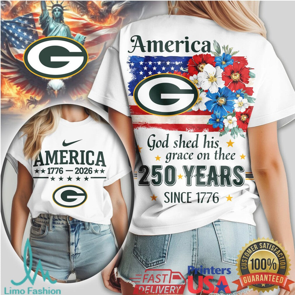 Green Bay Packers America 1776 2026 250 Years Celebration T Shirt - Limotees LLC