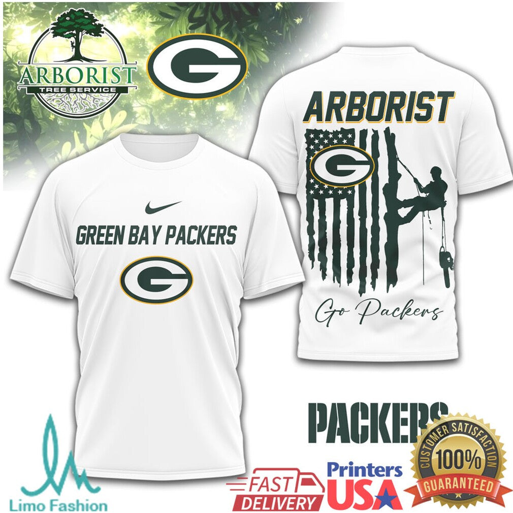 Green Bay Packers Arborist Tree Service American Flag T Shirt - Limotees LLC