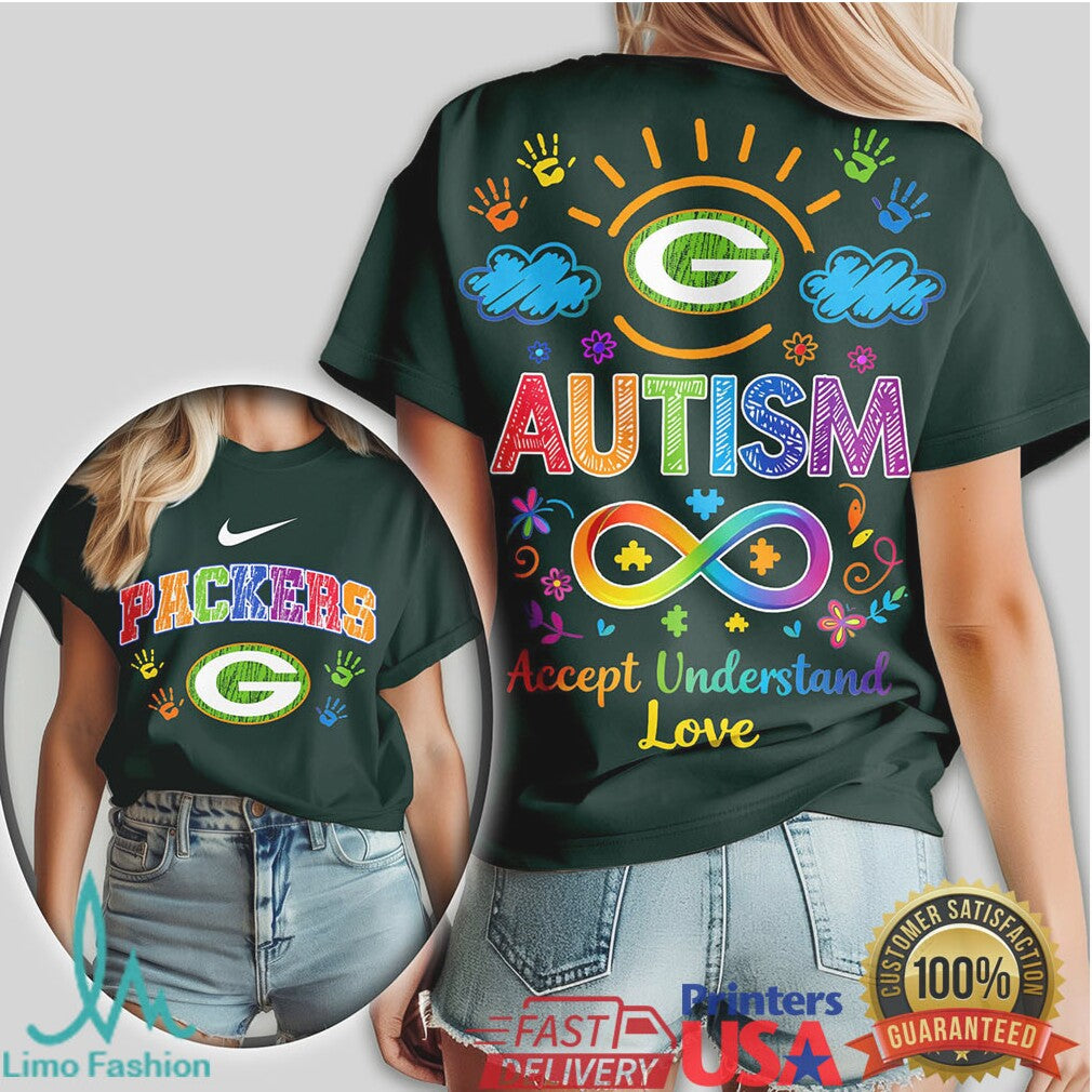 Green Bay Packers Autism Awareness Shirt NFL Neurodiversity Support T Shirt - Limotees LLC