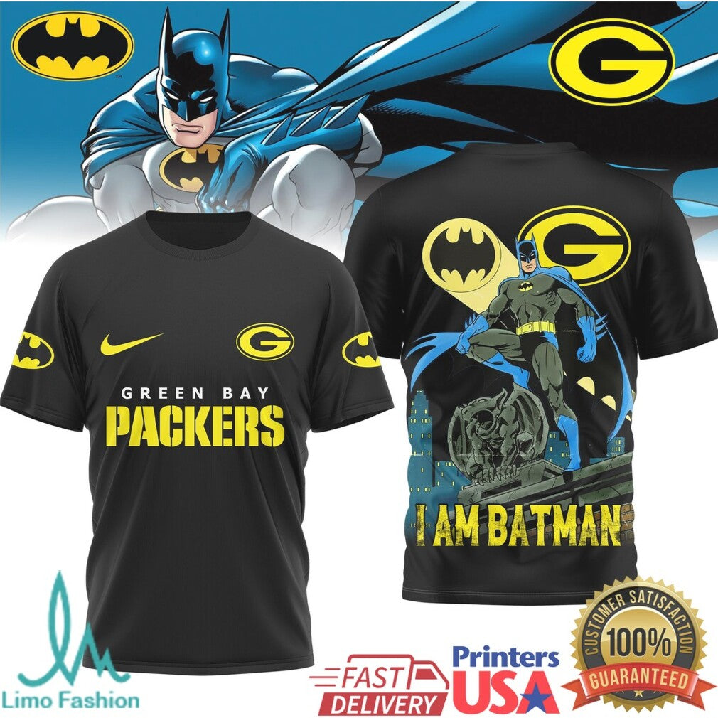 Green Bay Packers Batman I Am Batman NFL Football Super Hero T Shirt - Limotees LLC