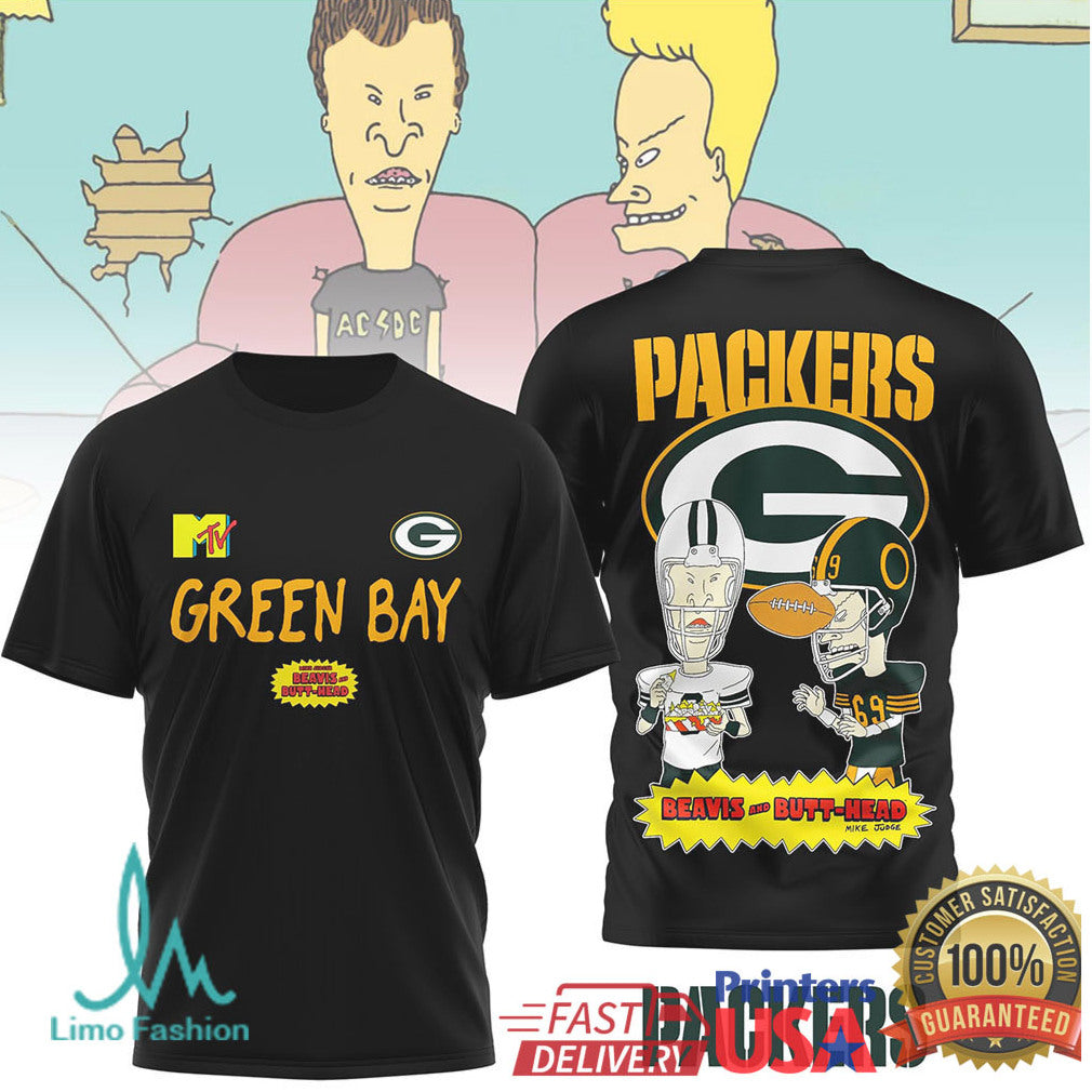 Green Bay Packers Beavis and ButHead 90s Cartoon Football T Shirt - Limotees LLC