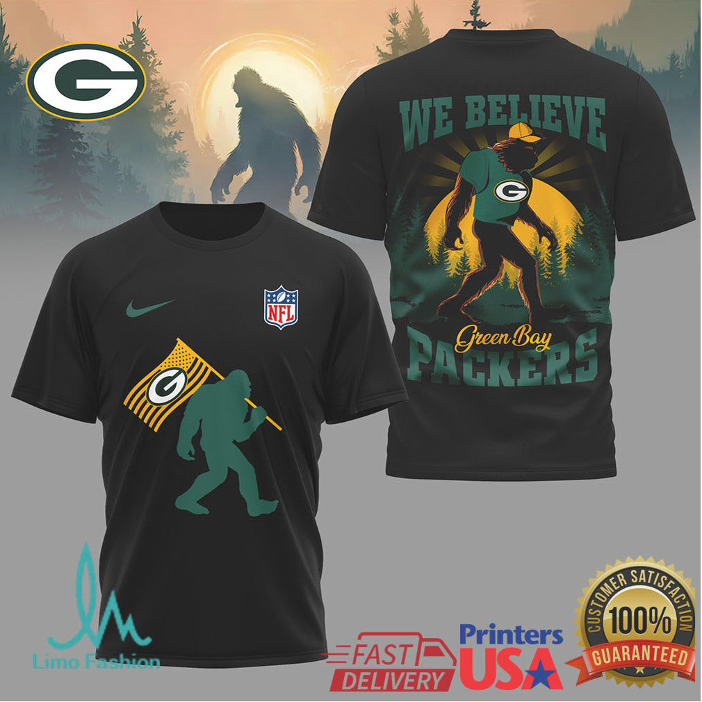 Green Bay Packers Bigfoot We Believe NFL Graphic T Shirt - Limotees LLC