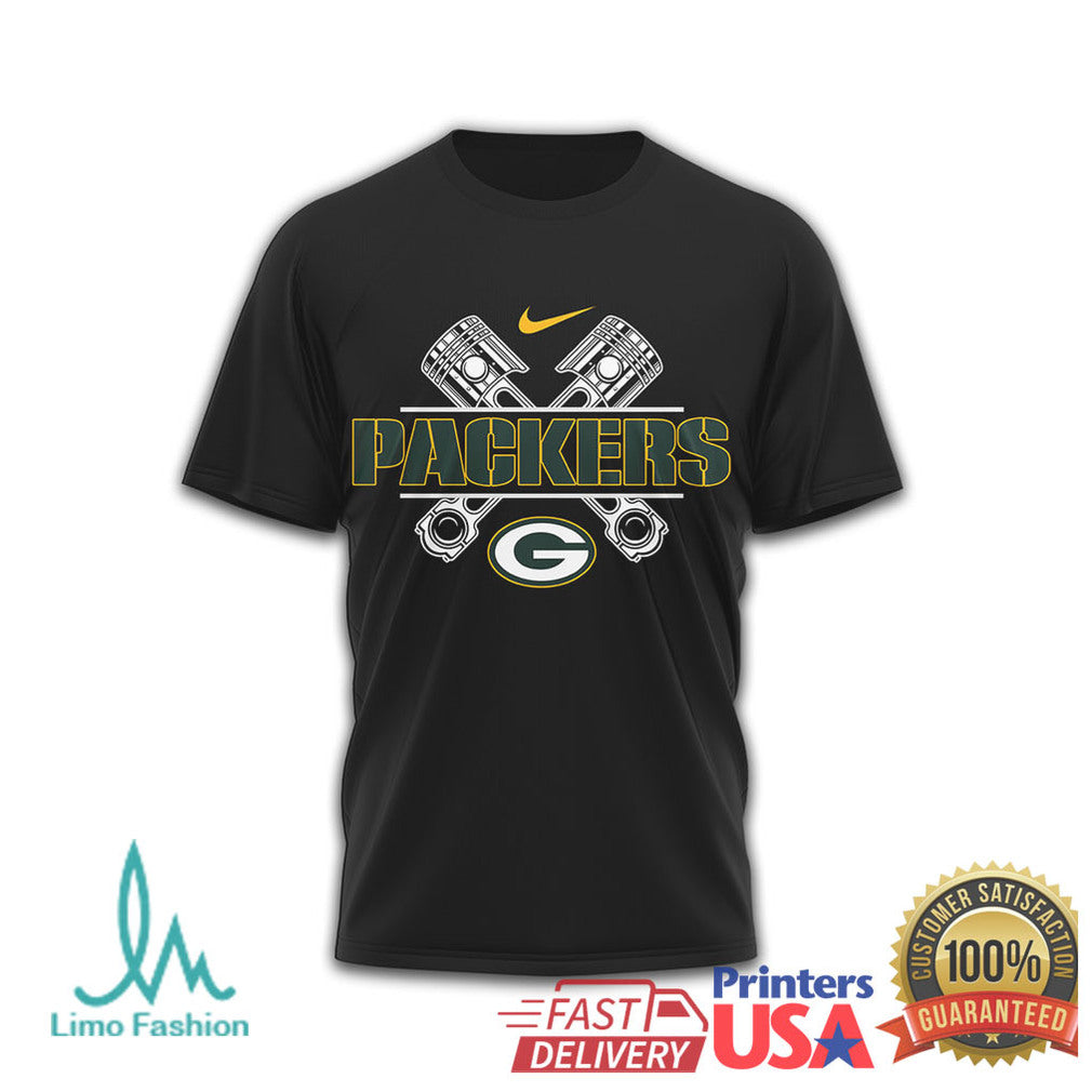 Green Bay Packers Biker T Shirt Live to Ride Motorcycle Design - Limotees LLC