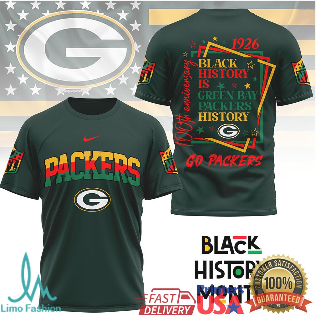 Green Bay Packers Black History Month 100th Anniversary NFL T Shirt - Limotees LLC