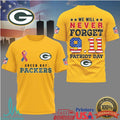 Green Bay Packers & Detroit Lions Patriot Day 9.11 Never Forget Memorial T Shirt