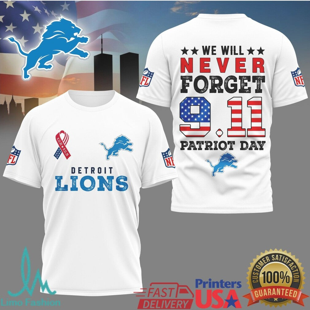Green Bay Packers & Detroit Lions Patriot Day 9.11 Never Forget Memorial T Shirt